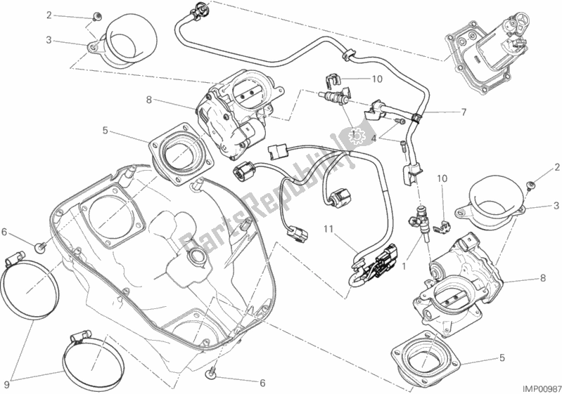 All parts for the Throttle Body of the Ducati Diavel Xdiavel S Brasil 1260 2017